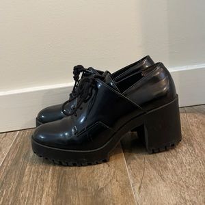 Zara Black Chunky Heeled Shoes sz 7